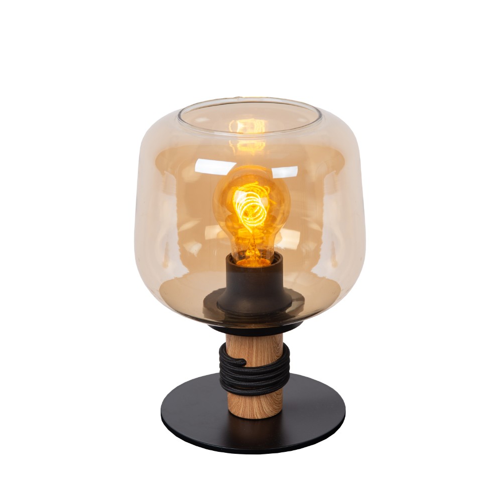 Lucide TafellampIlona zwart met amber glas - 45508/01/62