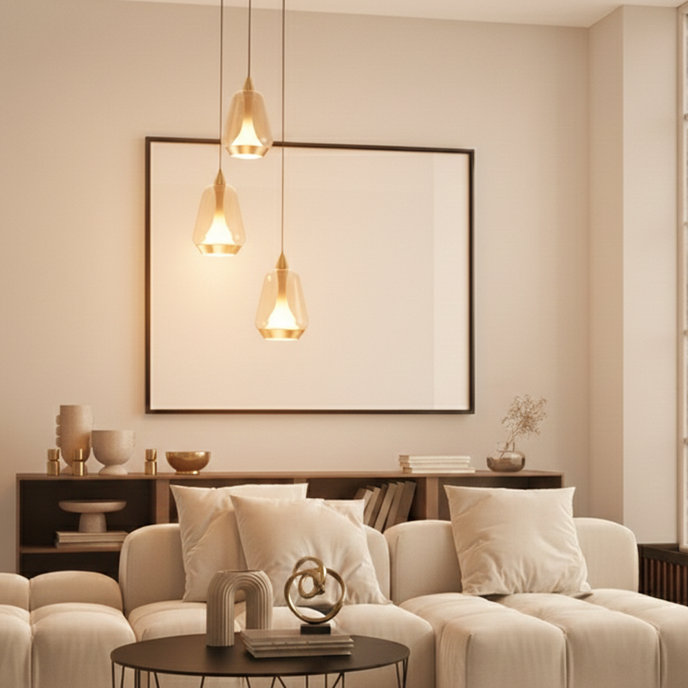 Lyora Design hanglampAlish 3-lichts amber glas - 9416968