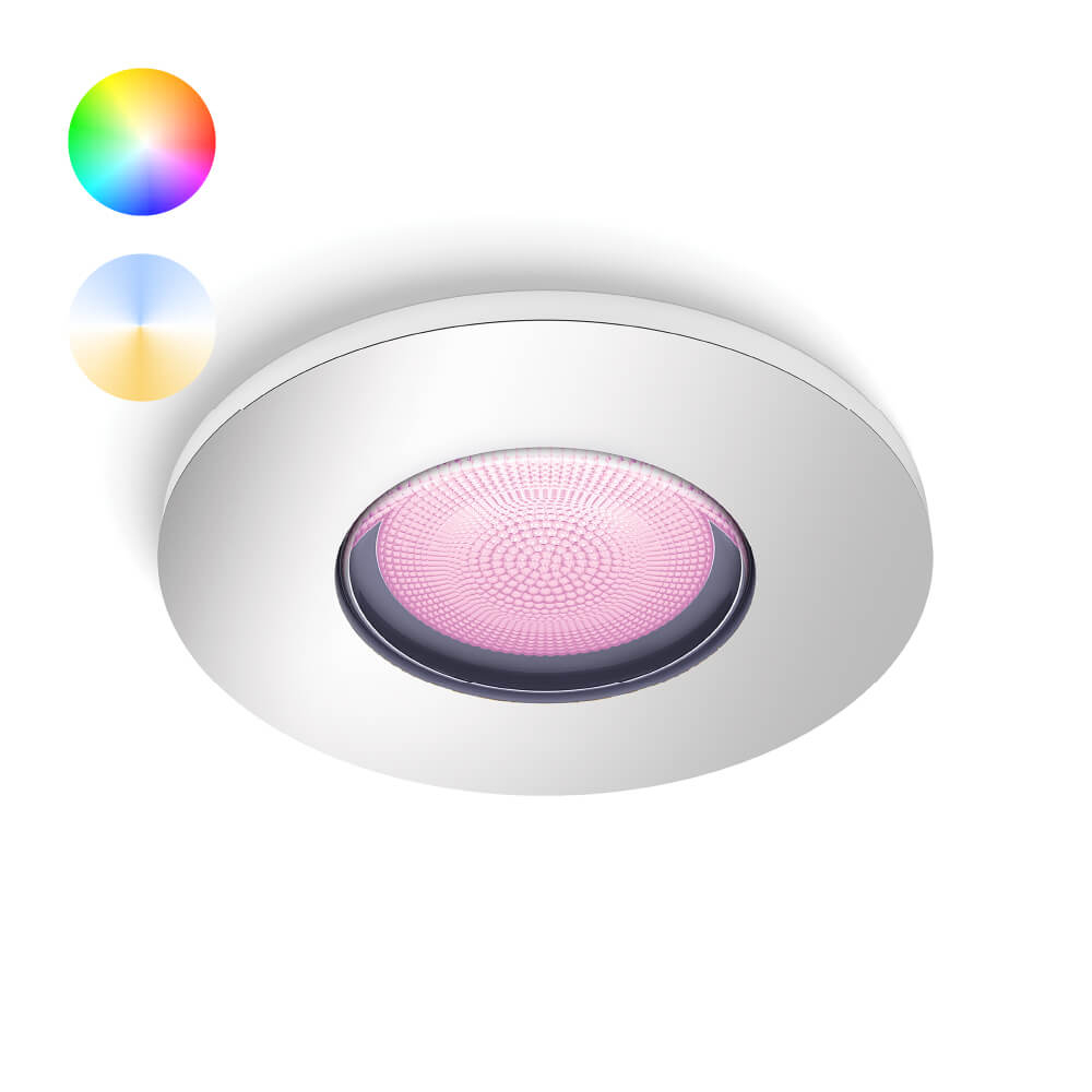 Philips Hue Xamento inbouwspot – White and Colour Ambiance – GU10 – Zilver – IP44 – 1 spot – Bluetooth