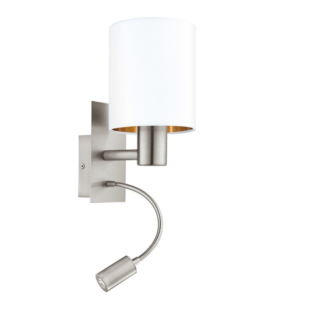 Eglo Wandlamp Pasteri witte kap met leeslampje - 96484