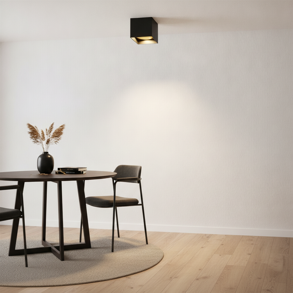 Artdelight Vierkante plafondlamp Brock zwart met gouden binnenkant - PL BROCK ZW-MG