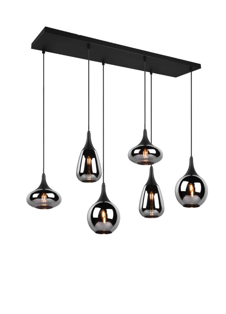 Trio 6-lichts hanglampLumina met smoke glas - 317000632
