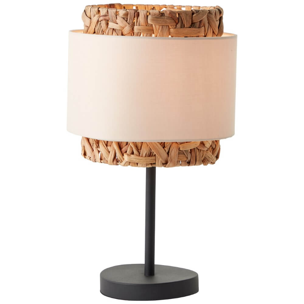 Brilliant TafellampWaterlilly rotan met witte stof - 94551/09