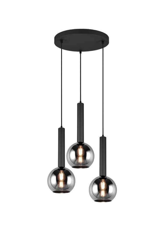 Trio 3-lichts hanglampClayton zwart - 310390332