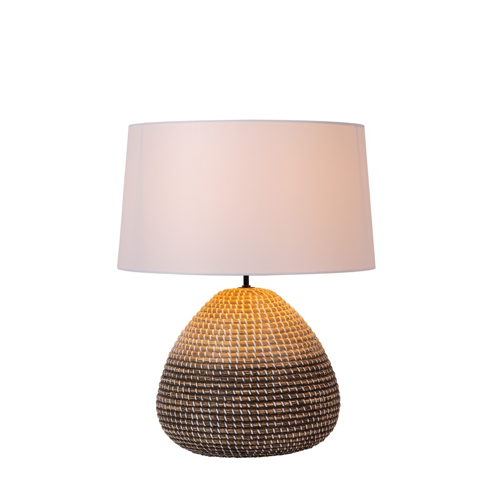 Premium by Lucide Zeegras schemerlampMaduka Ø 45cm - zwart/bruin met witte kap - 10550/81/73