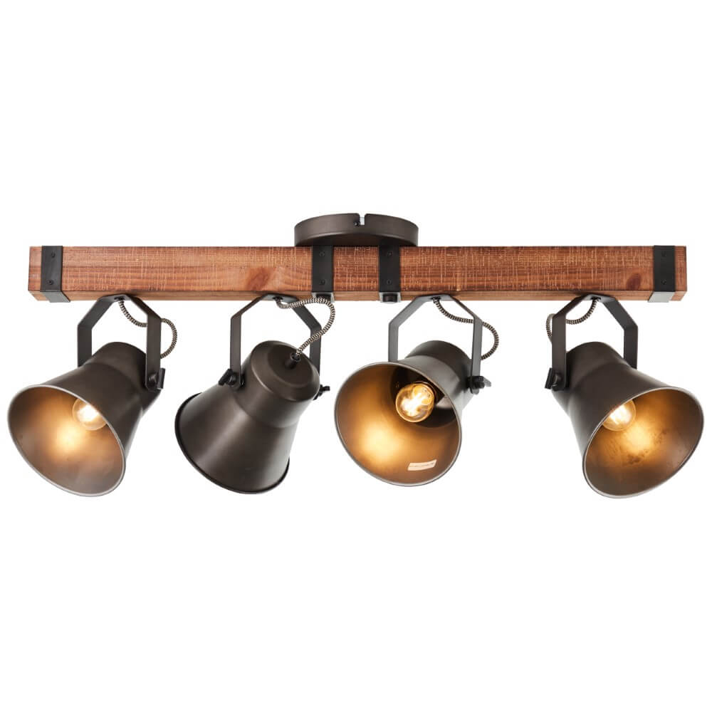 Brilliant 4-lichts plafondlampDecca zwart met bruin - 85831/46