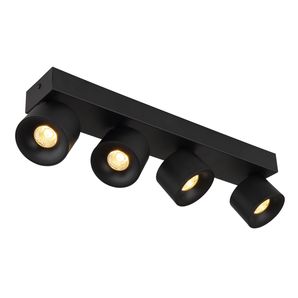 Globo Strakke plafondlamp Rae 4-lichts zwart - 56961-4B