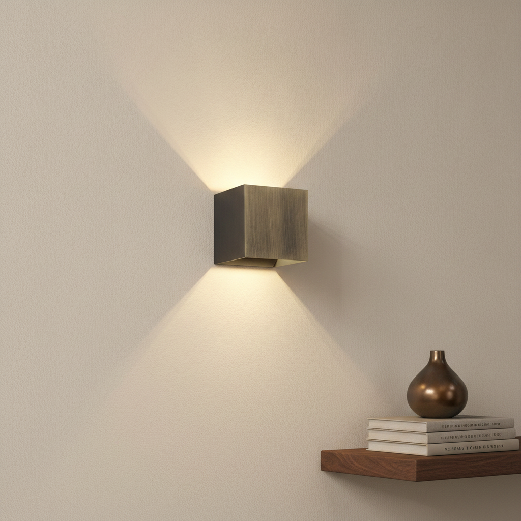 Artdelight Vierkante wandlamp Gymm antiek brons - WL GYMM AB
