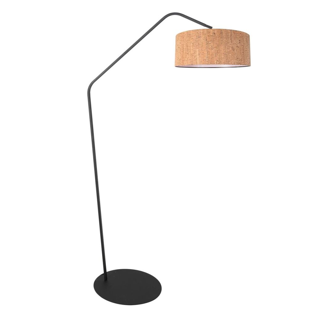 Steinhauer Zwarte vloerlampZig-Zag met kurk kap Ø50cm - 4339ZW