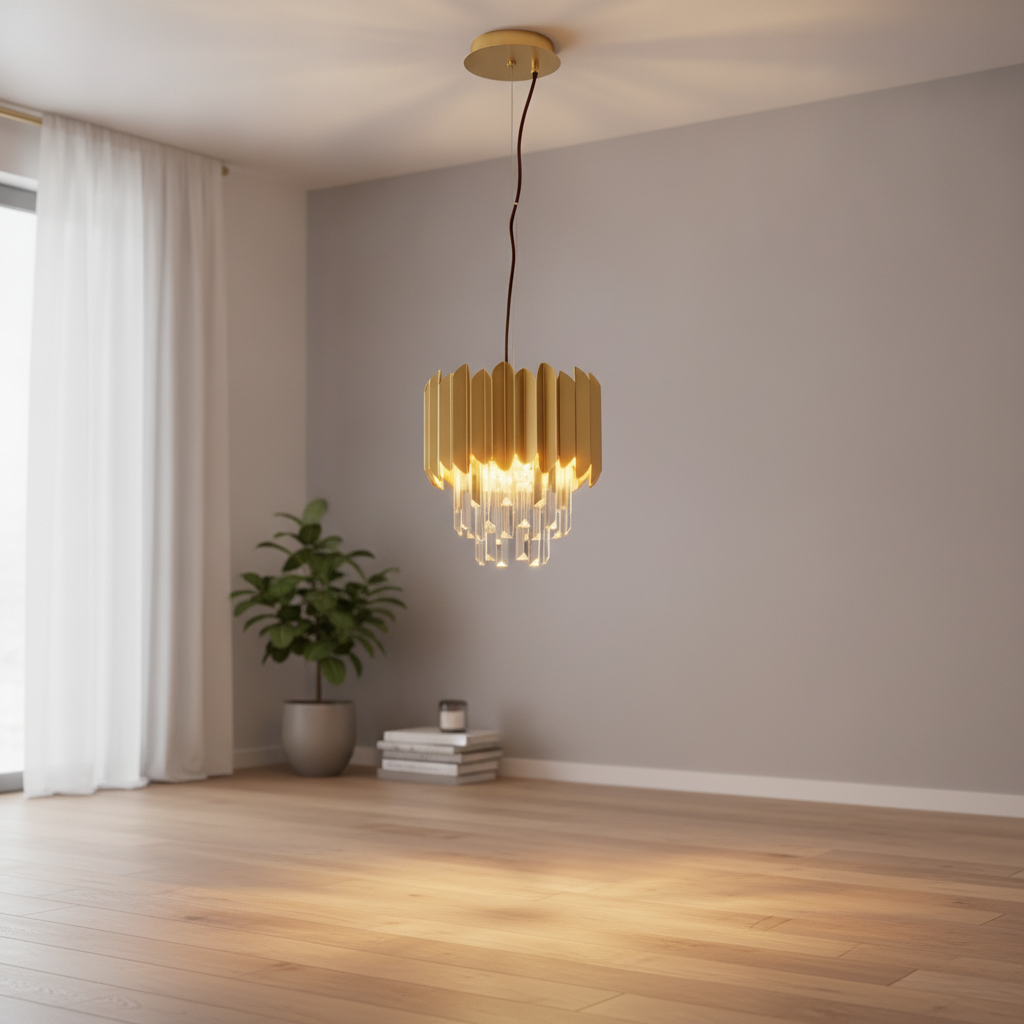 Lyora HanglampMagnolia goud en kristal Ø 25cm - 110465