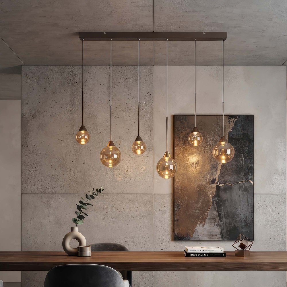 Design hanglamp Opux Lux 6-lichts brons recht Searchlight 5,05342E+12