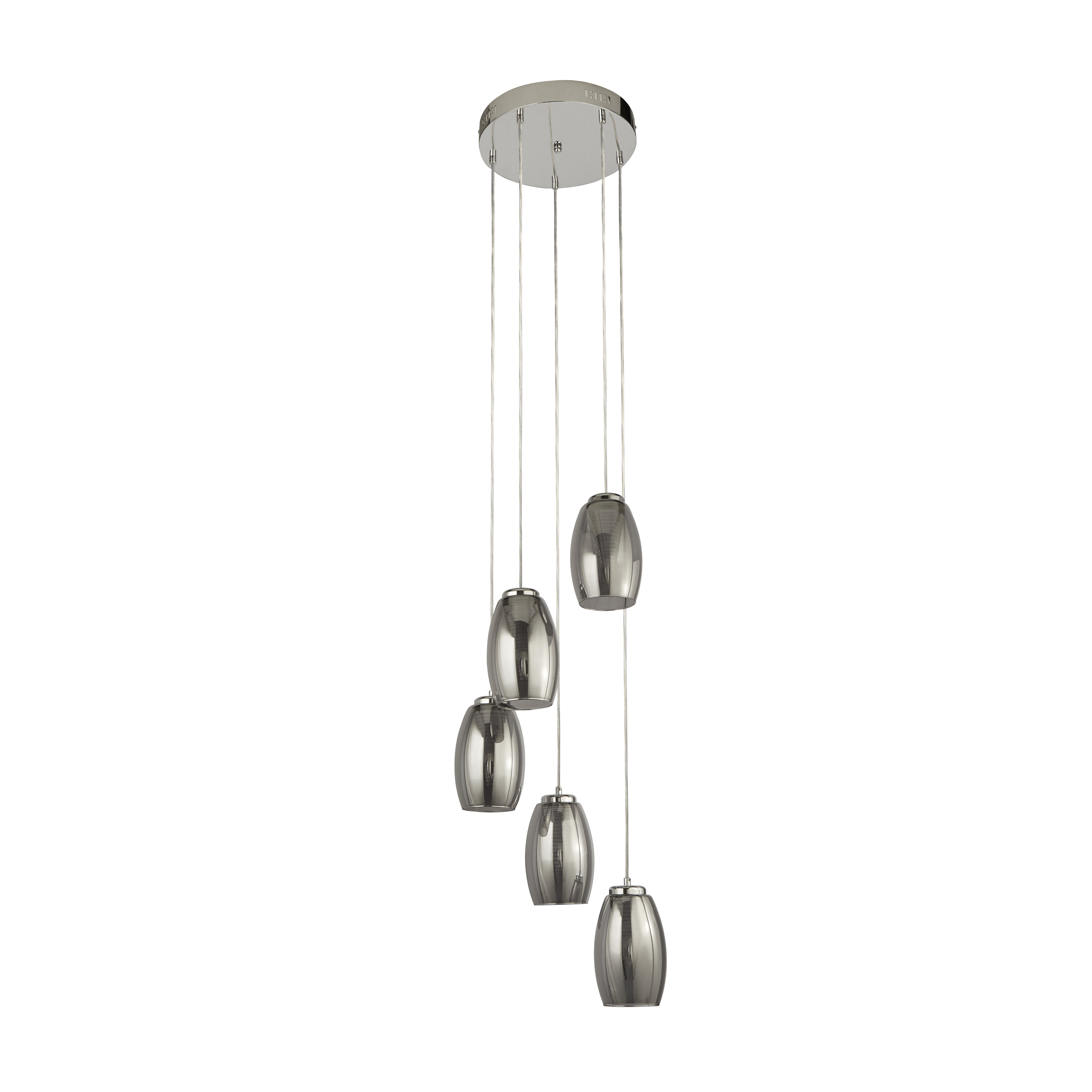 Searchlight 5-lichts vide hanglamp Cyclone chroom met smoke - 97291-5SM