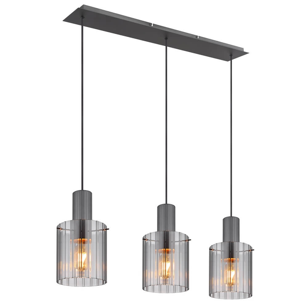 Globo 3-lichts hanglamp Tulivar design smoke glas - 15904-3H