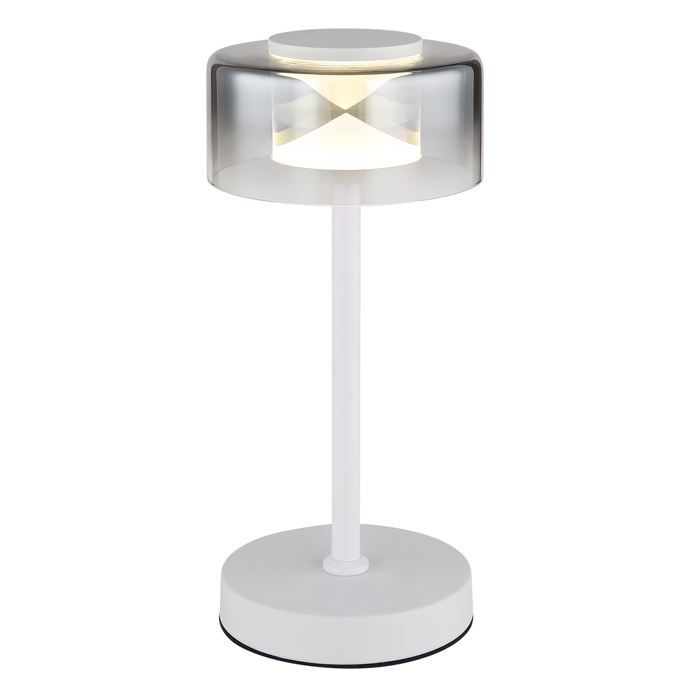 Globo Design tafellampBelinda wit met smoke glas - 16024TWR