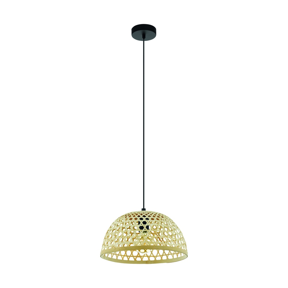 Eglo HanglampClaverdon zwart met rotan - 55695