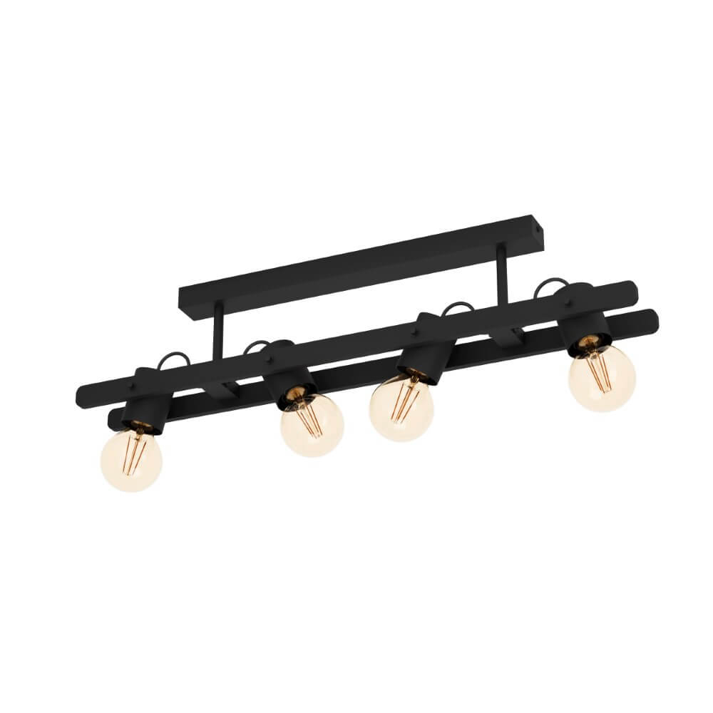 Eglo 4-lichts plafondlamp Plimsoll zwart - 43847