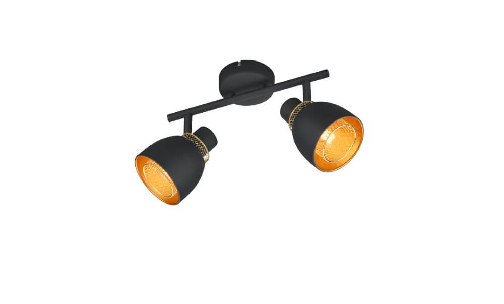 Trio Zwarte plafondlampPunch 2-lichts - R80812032