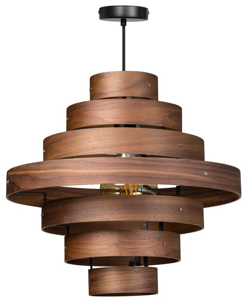 ETH Stoere hanglampWalnut 7-rings houtbruin - 05-HL4453-77 afbeelding