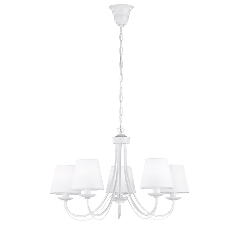 Trio Witte landelijke kroonluchterCortez 5-lichts 66cm - 110600531