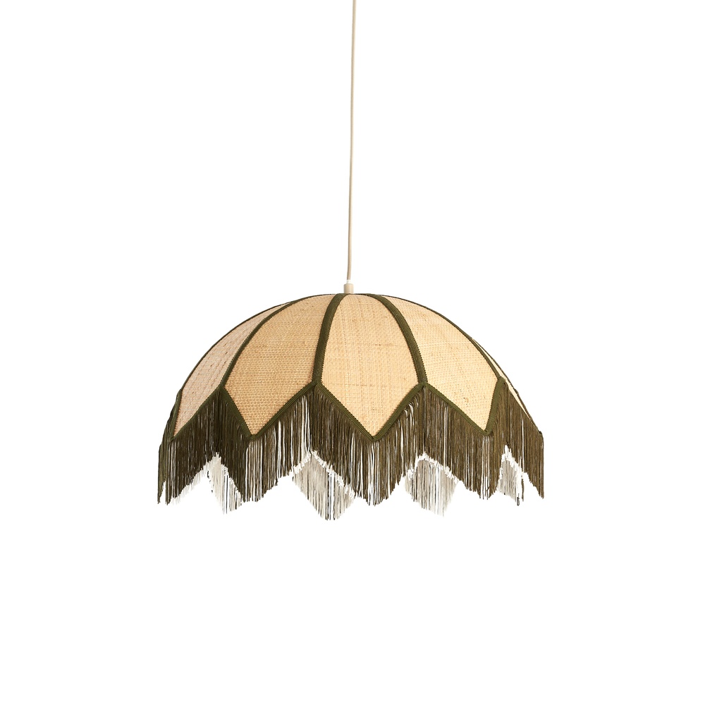 Light & Living Ø 55cm hanglamp Sulina raffia met groen - 2987376