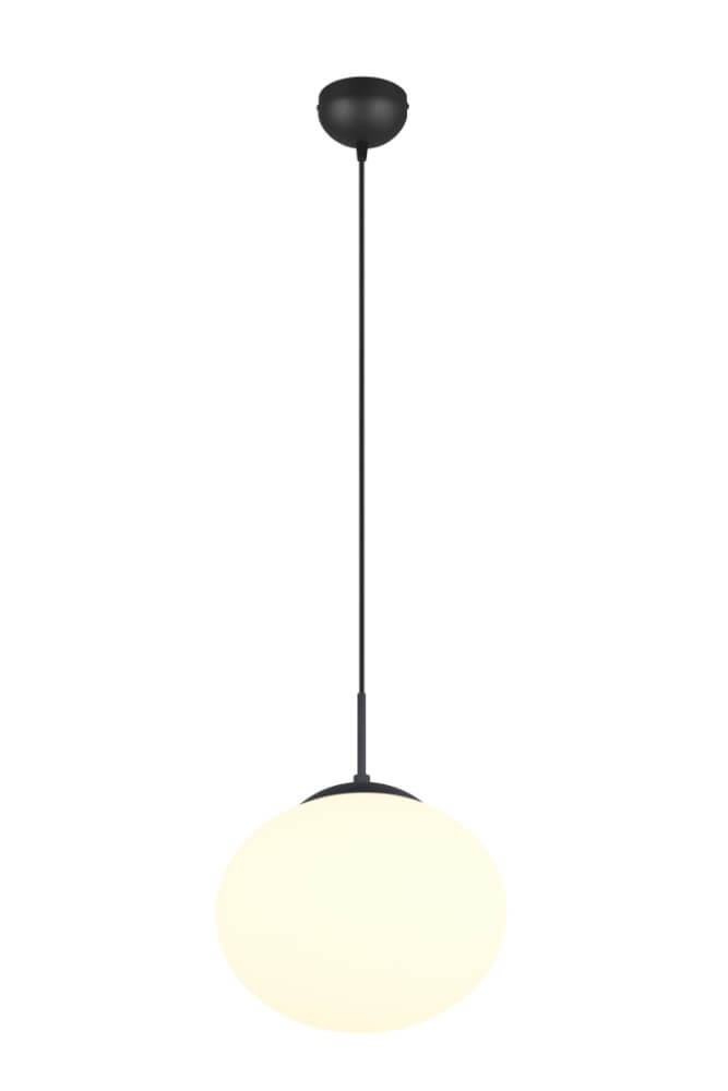 Trio Ovale hanglamp Fomento Ø 30cm - zwart met wit glas - 363100132