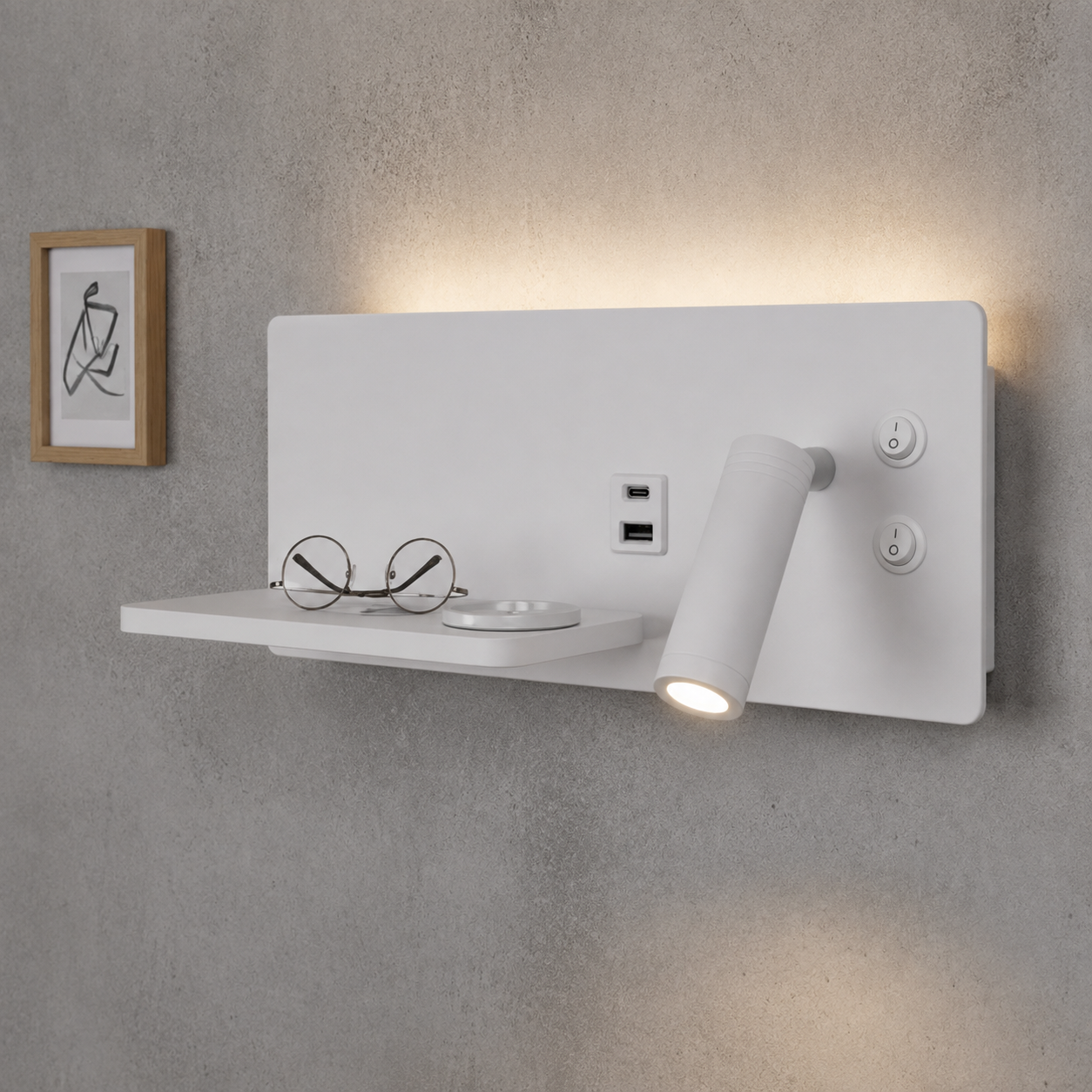 Artdelight BedlampjeCharge rechts wit met draadloze oplader - WL CHARGE-R WI
