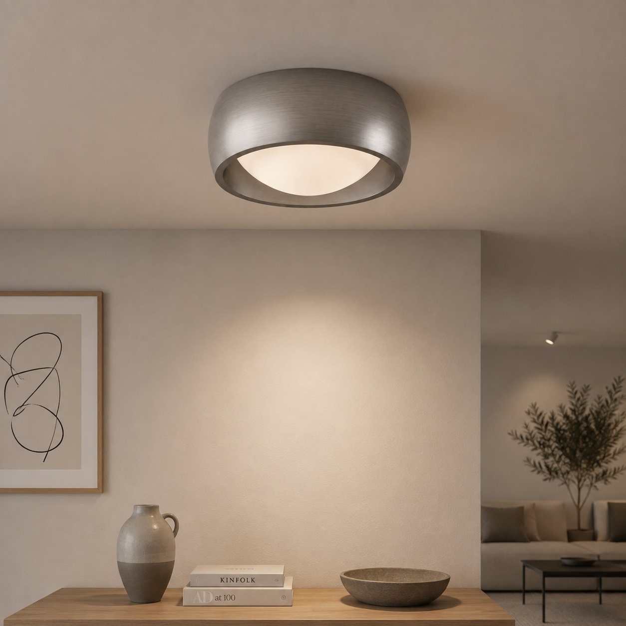 Artdelight Strakke plafondlamp Montana Ø15cm - Gun metal - PL MONTANA GM