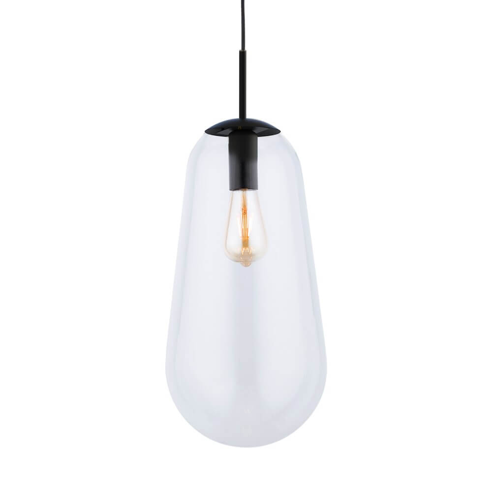 Lyora Ø 22cm hanglampPear Large zwart met helder glas - 7797