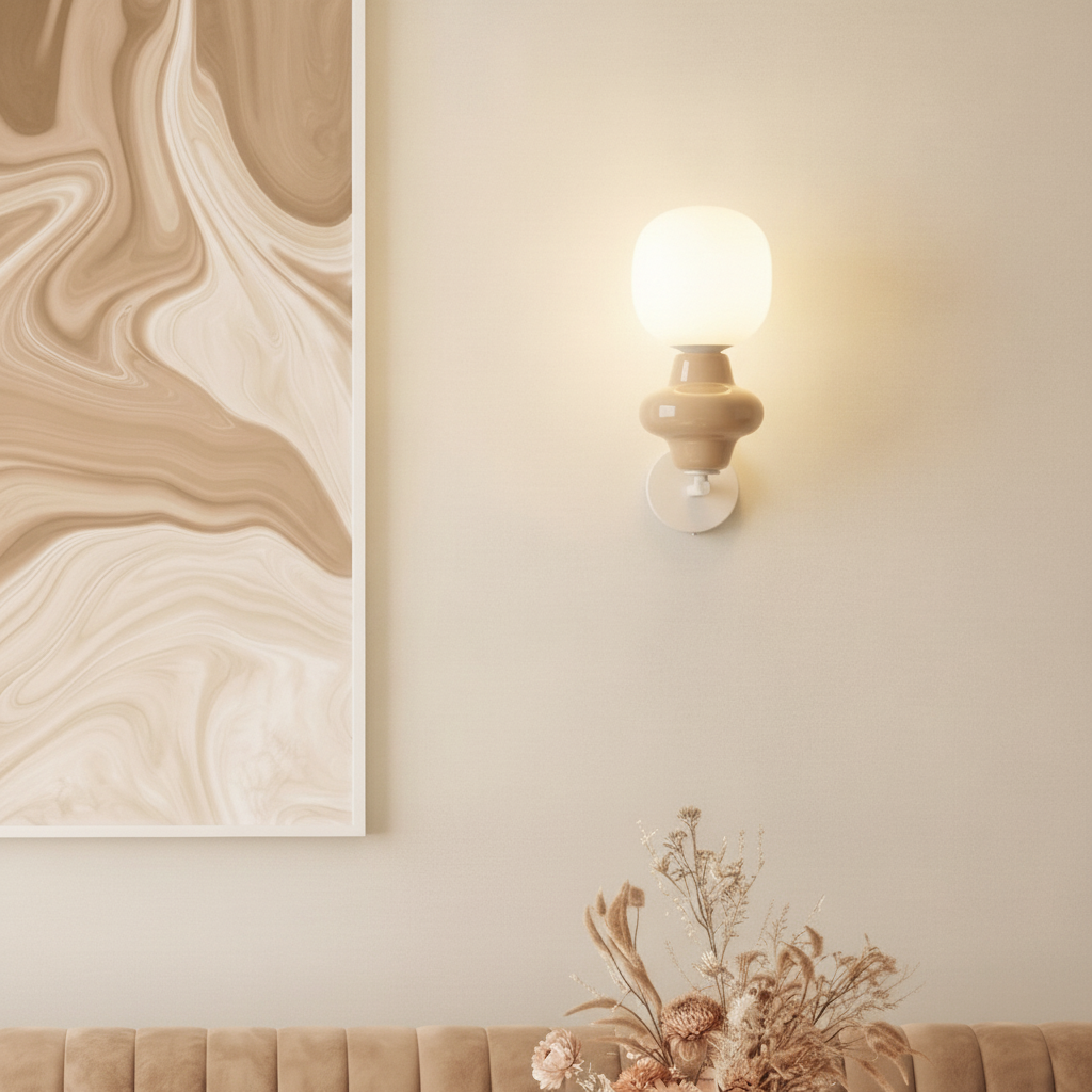 Lyora WandlampClio geel keramiek met wit glas - 110995