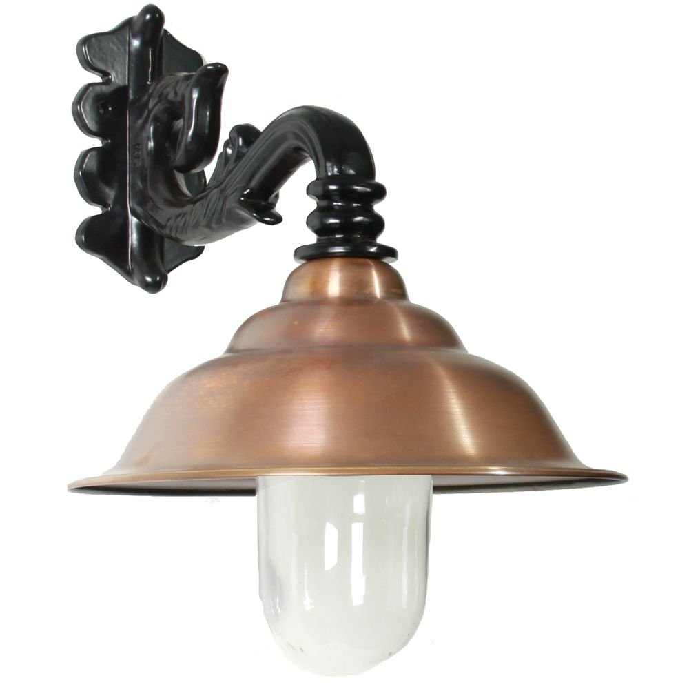 KS Verlichting Nostalgische wandlampChateau met koperen kap - zwart - 1256