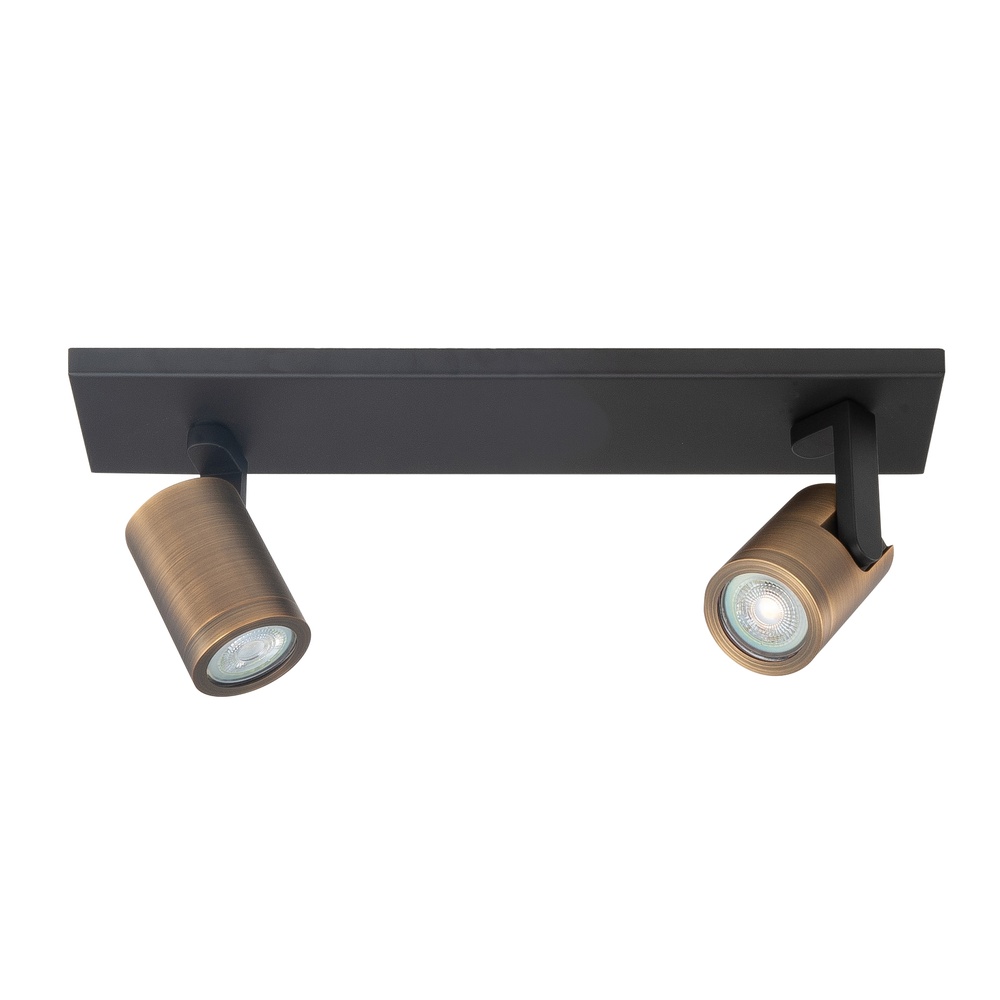 Highlight Opbouwspot Halo Spot zwart met koper brons 2-lichts recht - S7148.32