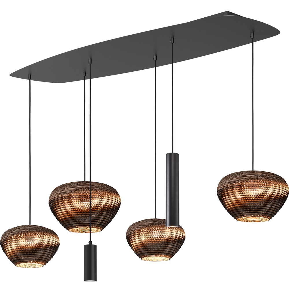 Masterlight Hanglamp Carta Trendy met Think Paper kappen - zwart - 2515-05-140456R1M1B4