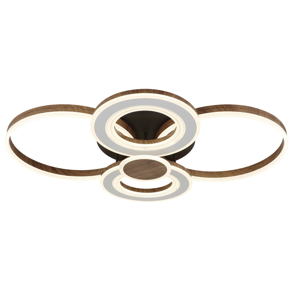 Globo Design plafondlamp Mara zwart met houtlook - 62380446