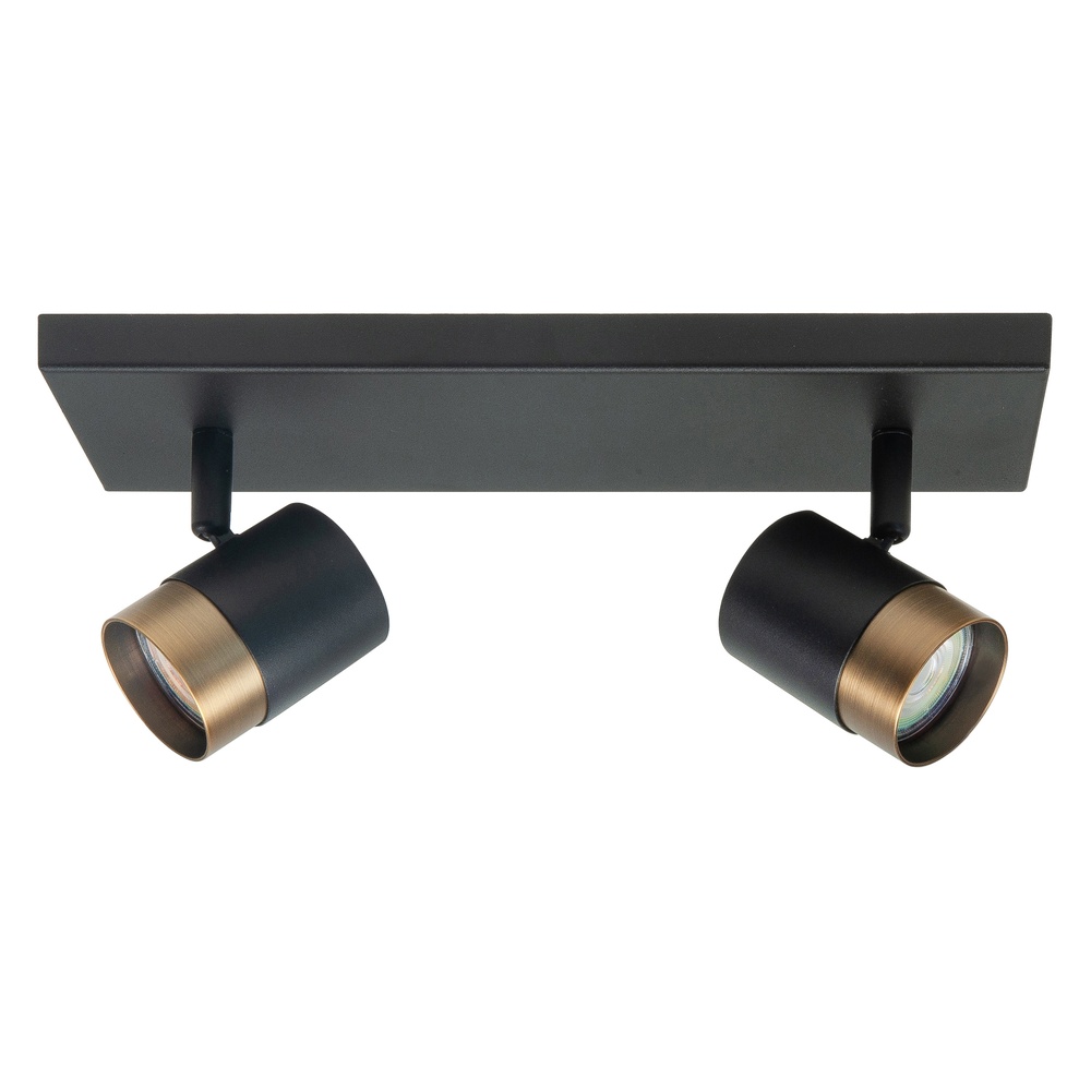 Highlight Spot Savona zwart met koper brons 2-lichts recht - S7475.32