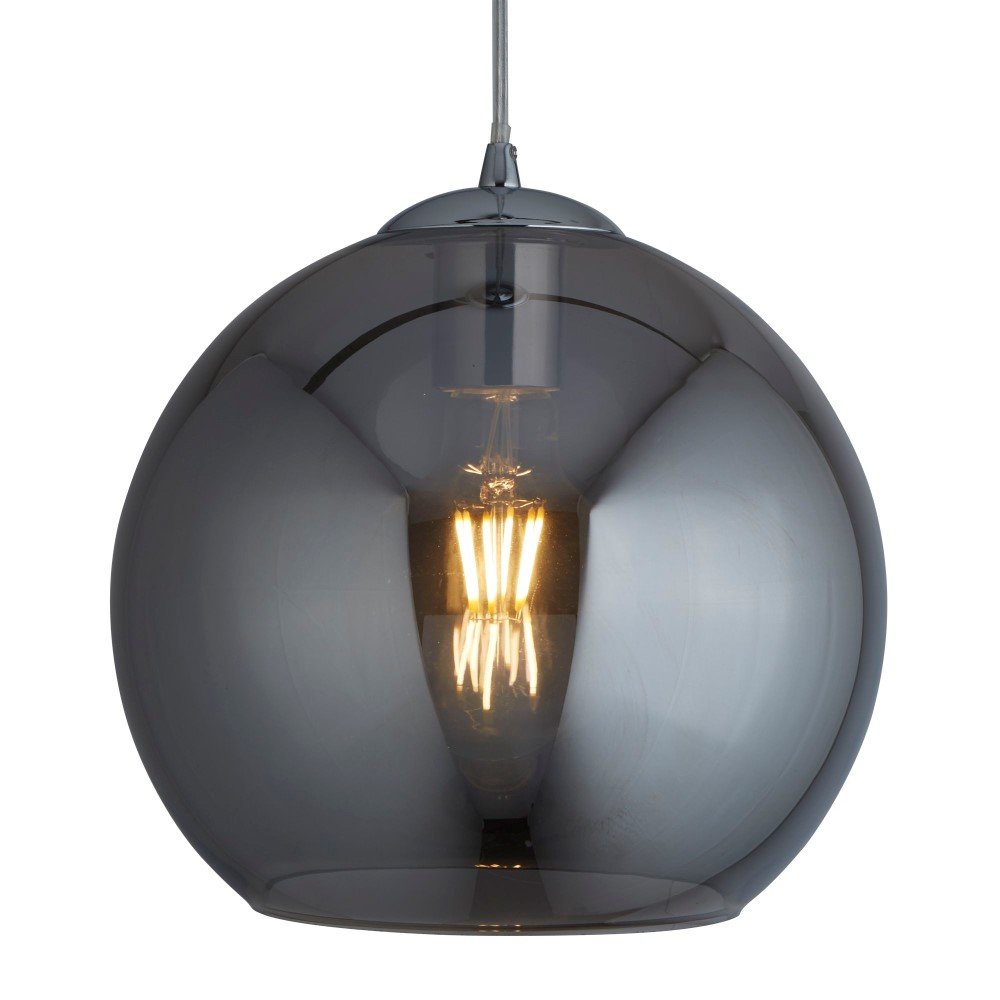 Searchlight Glazen hanglamp Balls Ø 25cm chroom met smoke glas - 1621SM