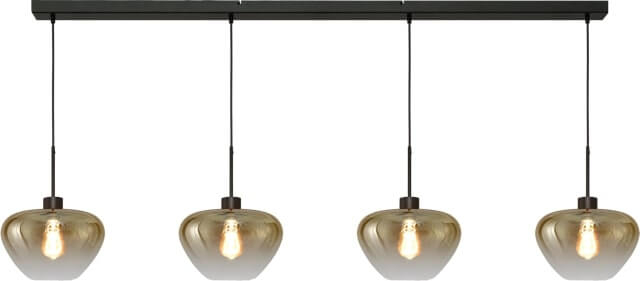 Masterlight 4-lichts hanglamp Genua zwart met goud glas Ø 29cm - 2971-05-05-160-4-29