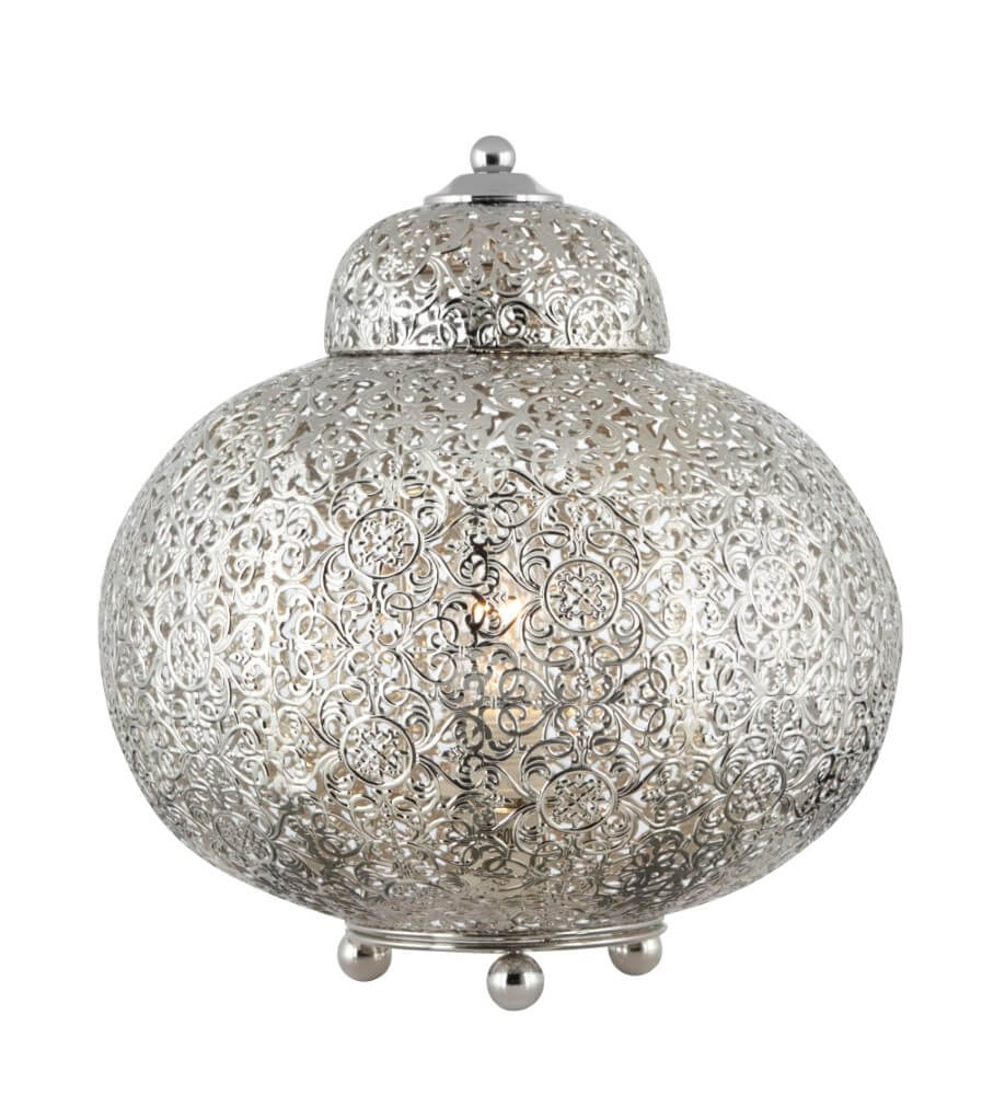 Searchlight Marokaanse stijl tafellamp Fretwork RVS - EU8221-1SS