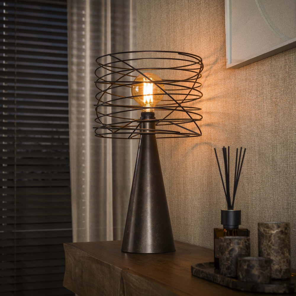 Lyora Urban bruine tafellamp Curl met draad kap - 7968/78
