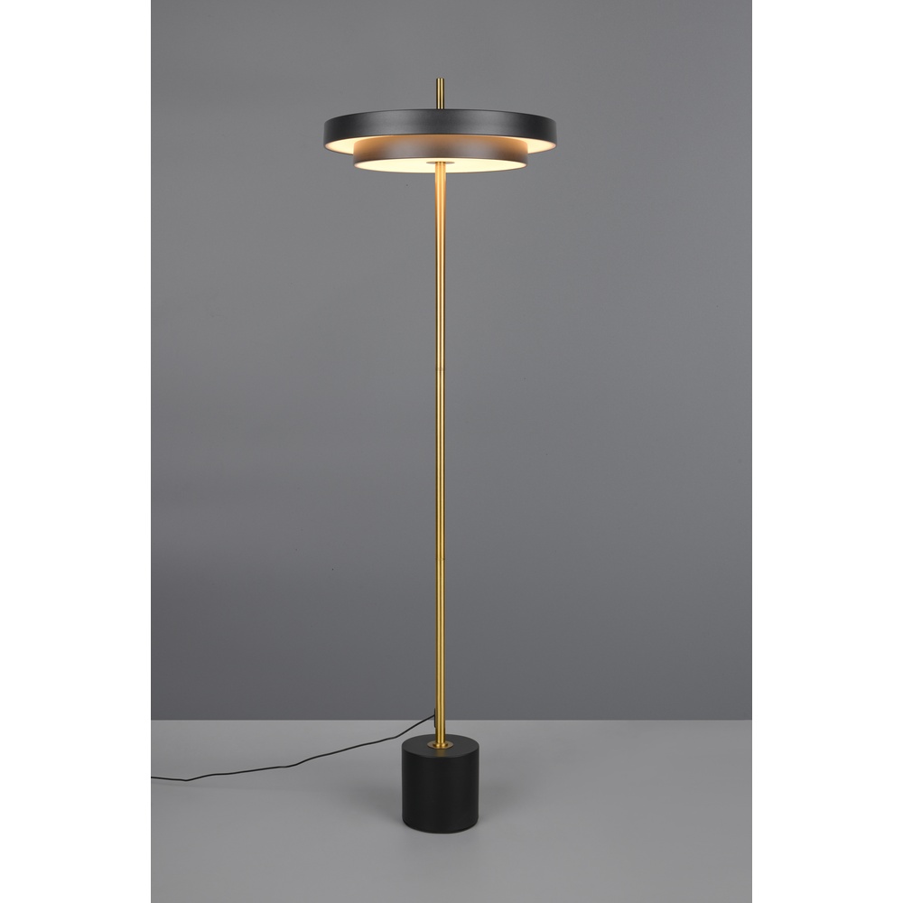 Trio Moderne vloerlamp Keaton zwart met goud - 440210180