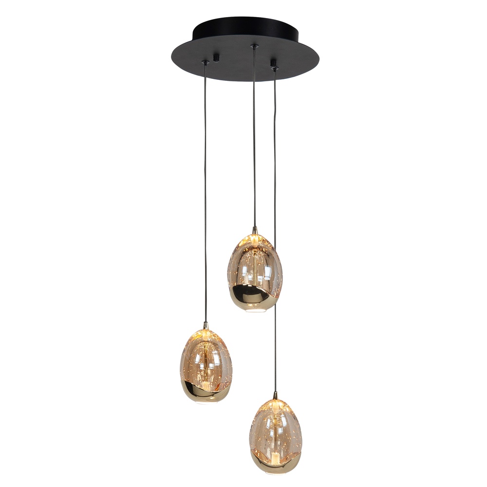 Highlight Hanglamp Golden Egg zwart 3-lichts - H5456.01