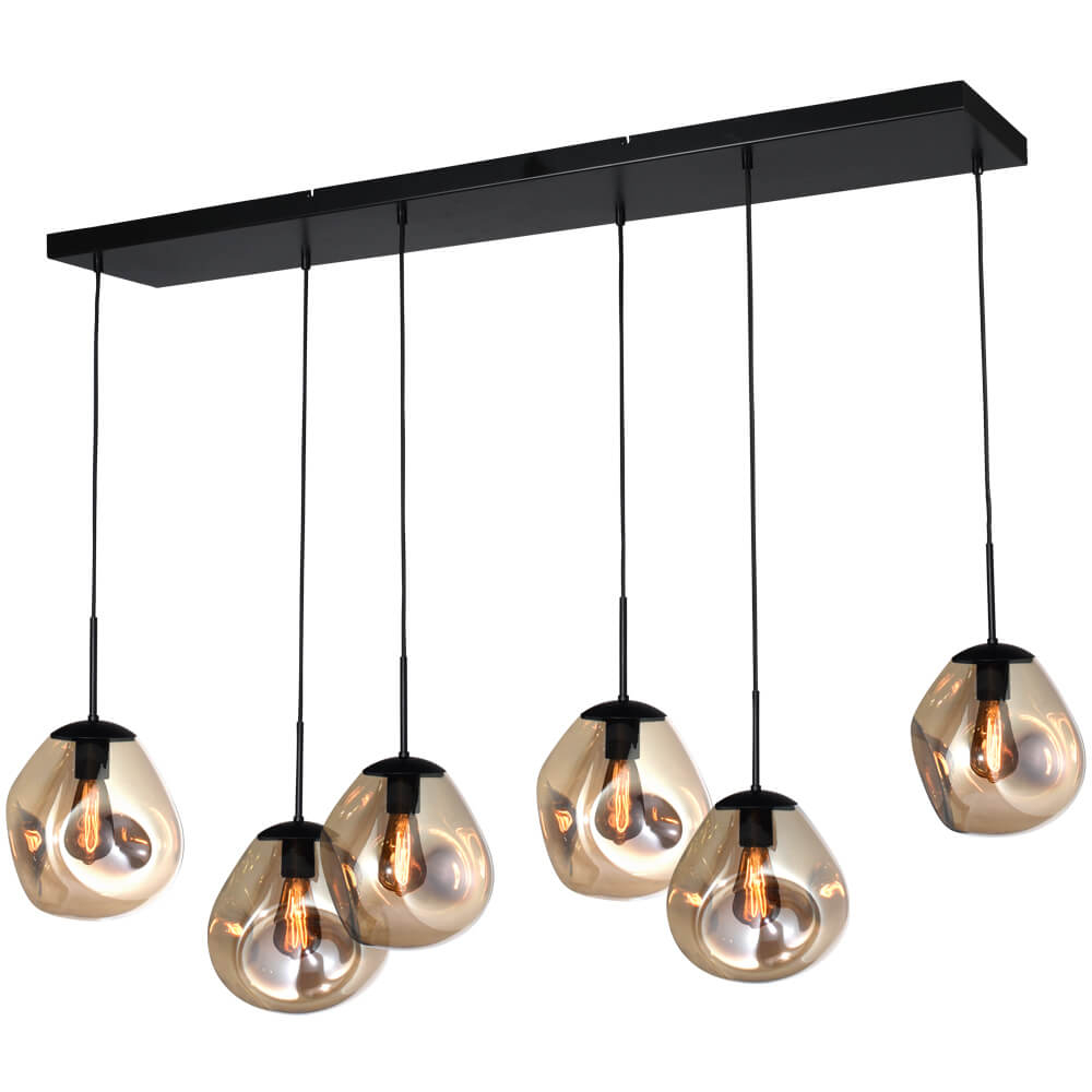 Masterlight Hanglamp Lava 6x goud glas Ø 24cm - 2761-05-130-25-60261