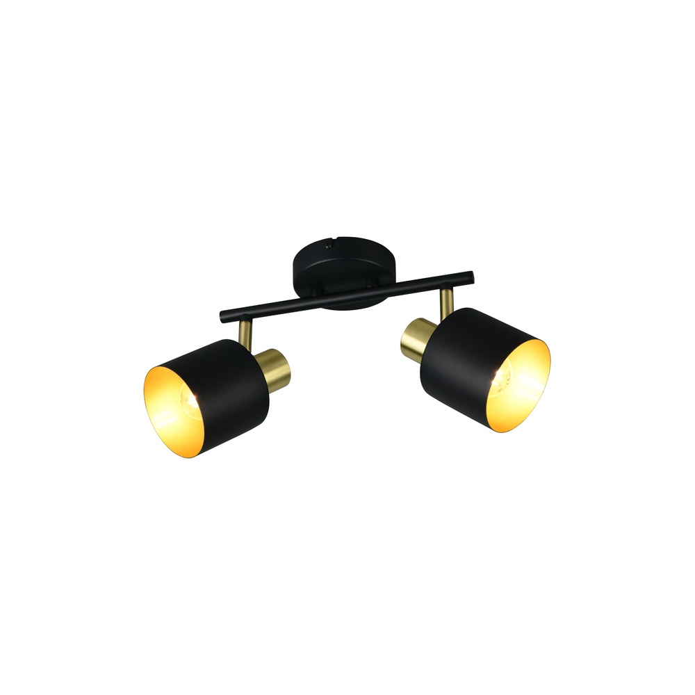 Trio Plafondlamp Eva 2-lichts zwart met goud - 868800280