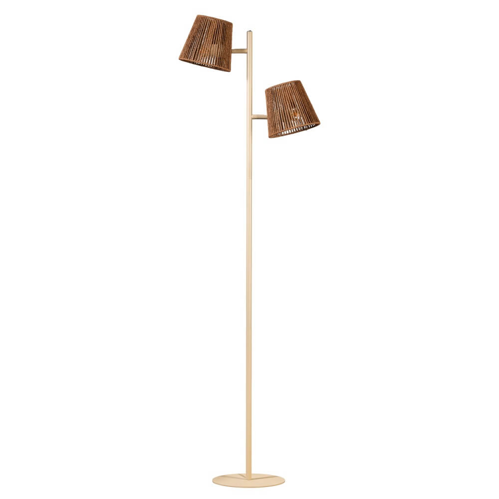 ETH Vloerlamp Daan zand bruin met rotan kappen - 05-VL8009-59