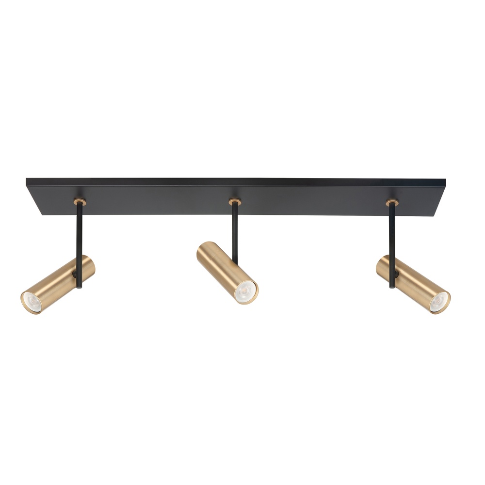 Highlight Zwarte spotTrend met messing 3-lichts recht - S7535.38