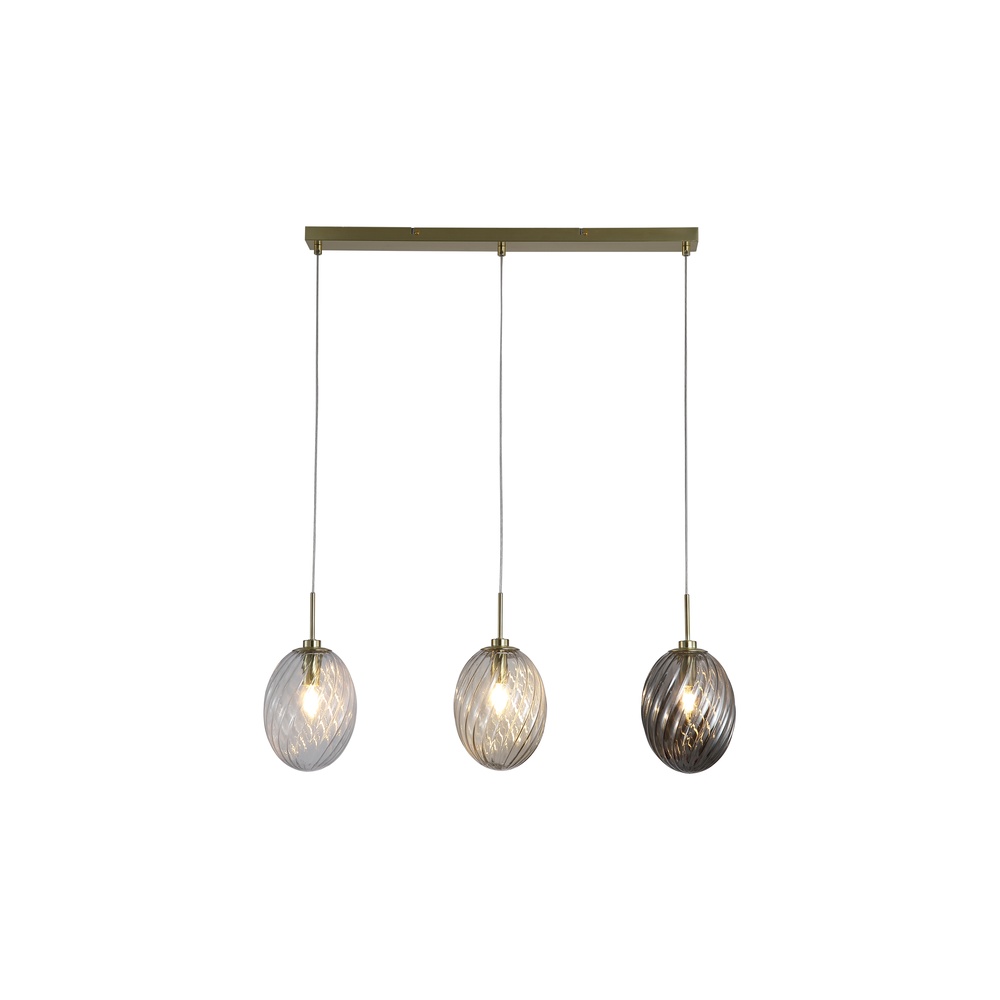 Searchlight 3-lichts hanglampWhirl recht gekleurd glas - 24141-3SB