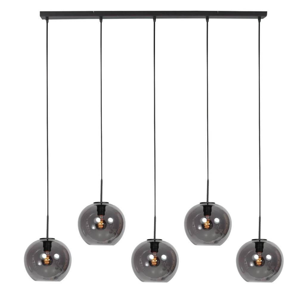 Steinhauer HanglampHaloSwap zwart met bol smoke glas - 4285ZW
