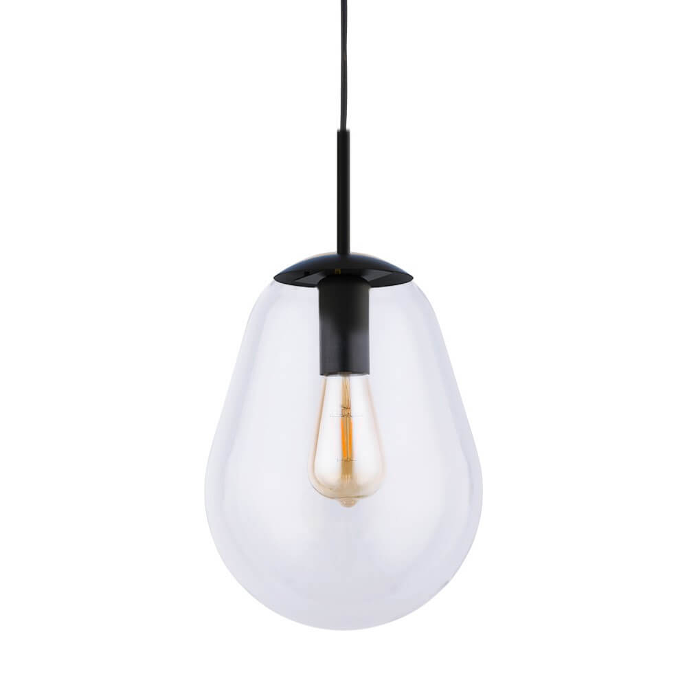 Lyora Ø 22cm hanglampPear Small zwart met helder glas - 7800