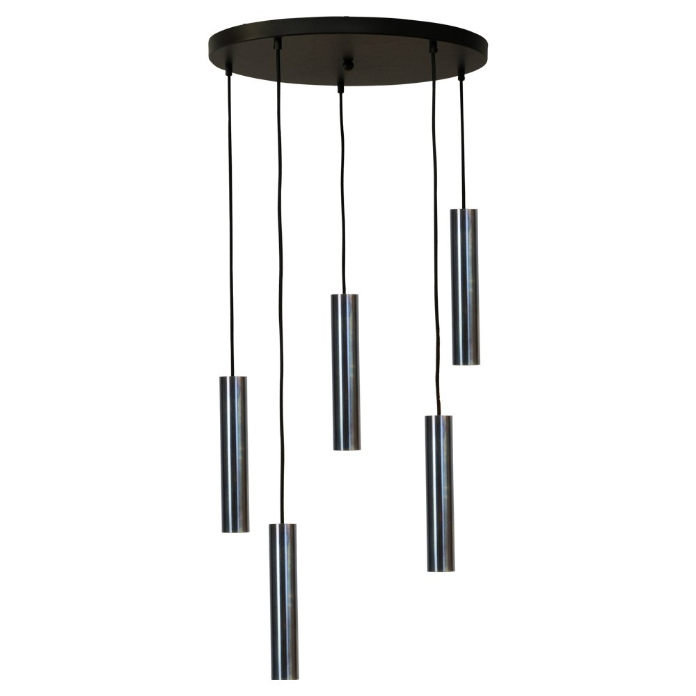Masterlight Hanglamp Run 5-lichts gunmetal cilinders - 2382-05-66-50-5