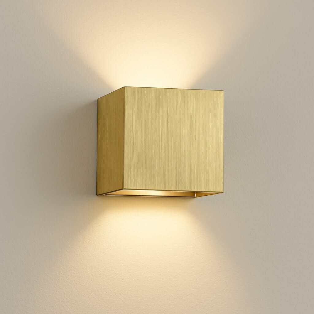 Lyora Vierkante wandlamp Sifor geborsteld goud - 106196