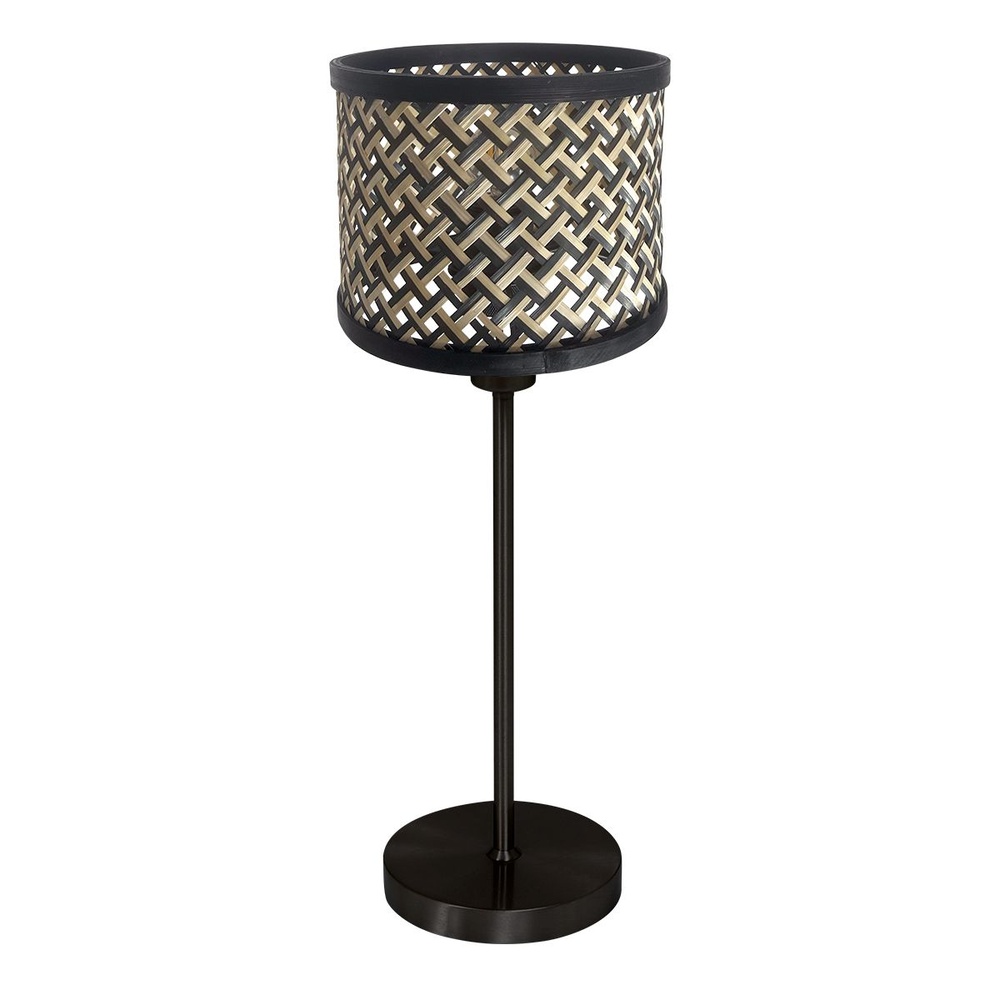 Steinhauer Zwarte tafellampNoor met rotan en zwarte kap - 4420ZW